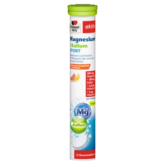 Abbildung der Produktverpackung Doppelherz aktiv Magnesium + Kalium Brausetabletten Frontansicht
